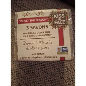 Kiss My‎ Face “Olive” The Season” Olive Oil Soap Bars (3PK) VEGAN-FRAGRANCE FREE